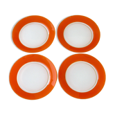 Set of 4 flat plates duralex vintage orange - diameter 23cm