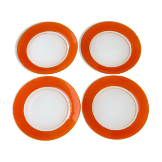 Set of 4 flat plates duralex vintage orange - diameter 23cm
