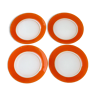 Lot de 4 assiettes plates  duralex vintage orange - diamètre 23cm