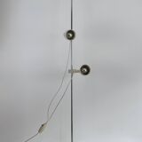 Vintage adjustable floor lamp, chrome and pressed moulded beige ABS, France 1970.