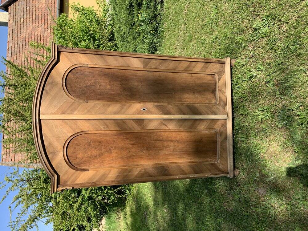 Vintage Hungarian wooden wardrobe in brown with two doors, late 19th century.