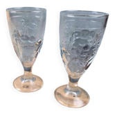 Lot de 2 coupes à glace vintage CODEC décor fruits en relief – Verre moulé