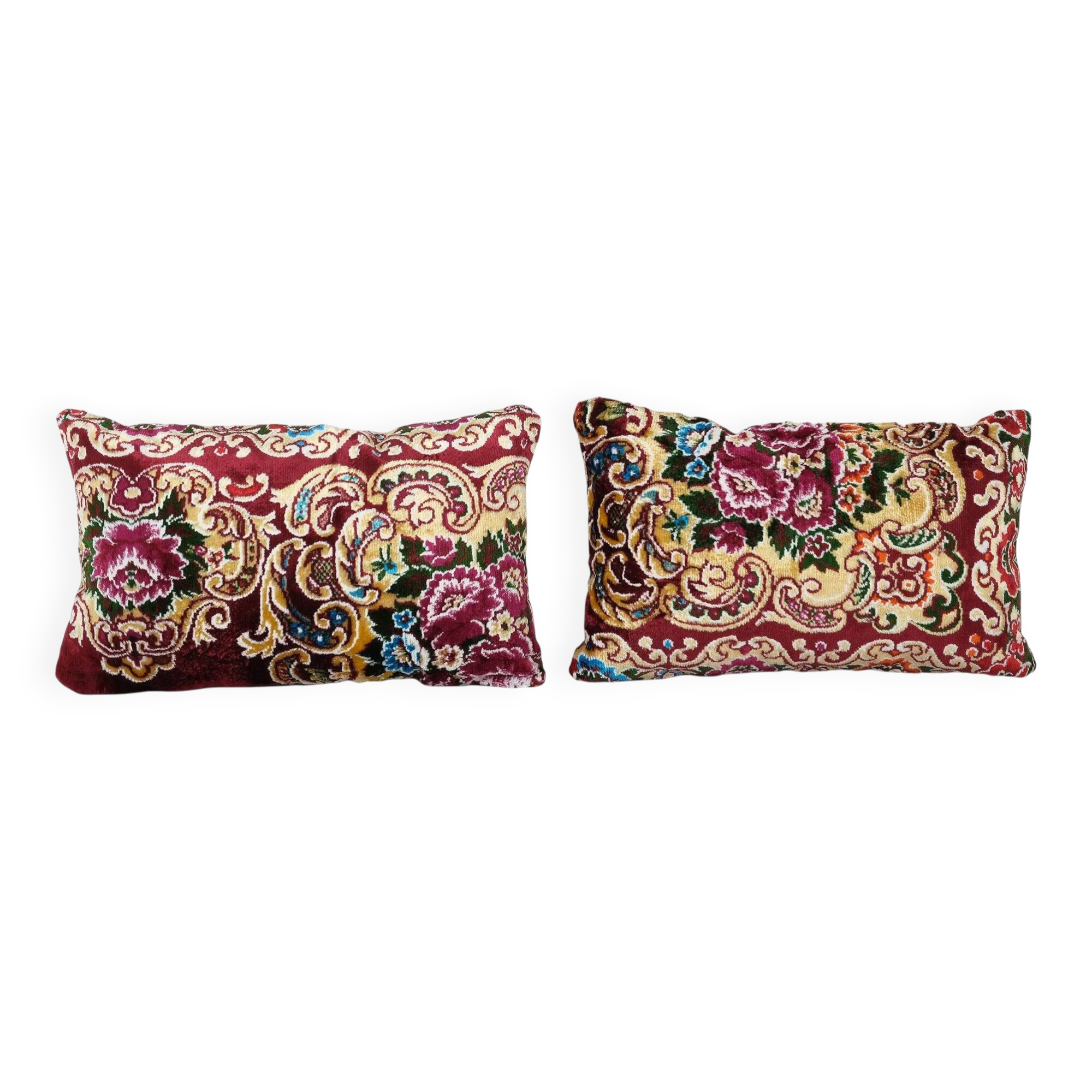 Set of 2 vintage velvet cushion covers 30x46 cm