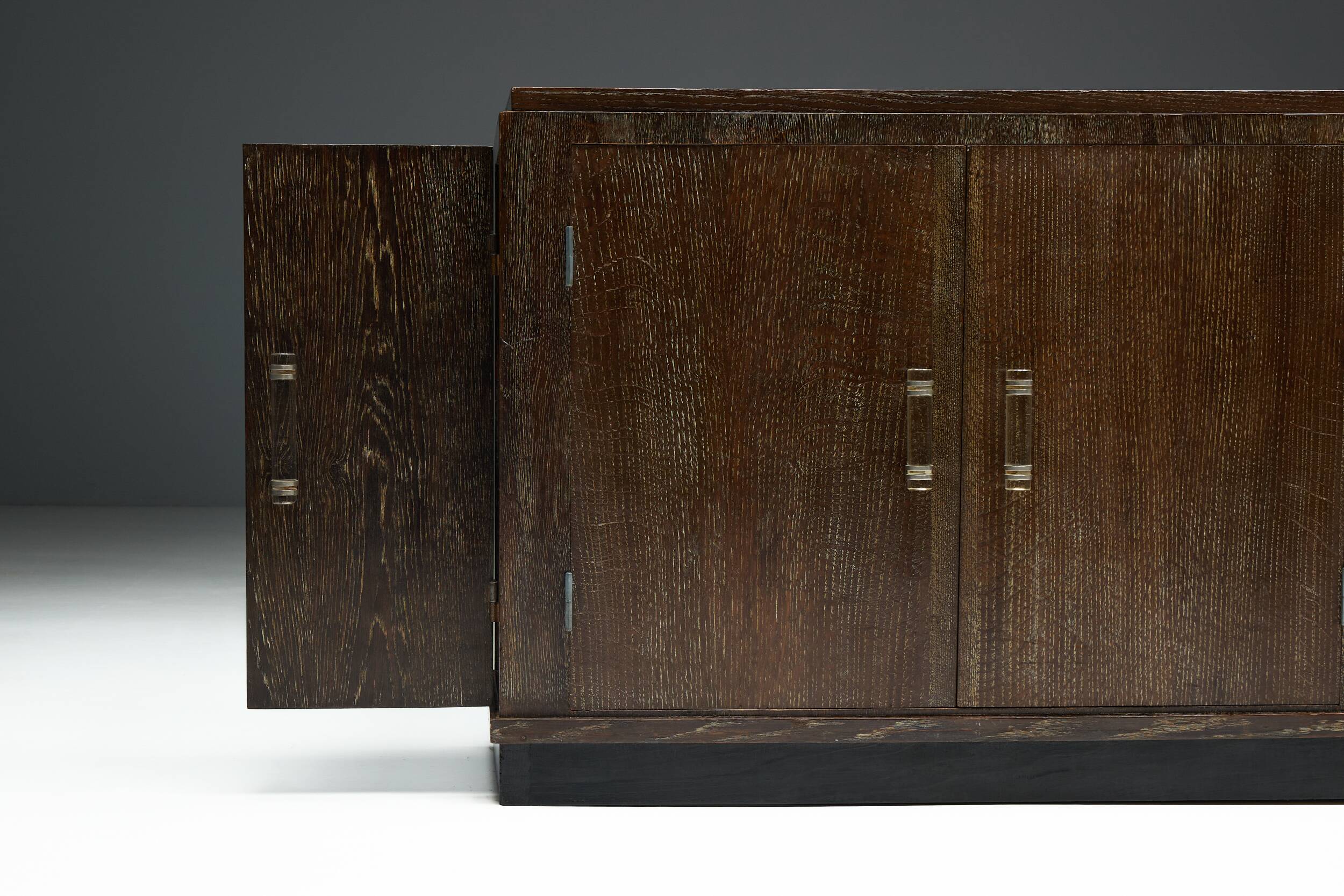 Modernist Art Deco oak cabinet, France, 1940s