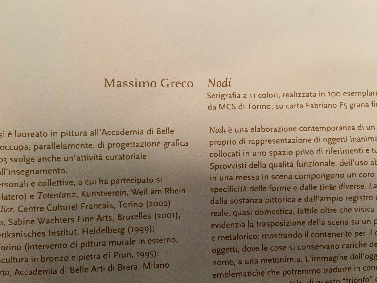 Sérigraphie originale signée Massimo Greco, Nodi, numérotée 51/100
