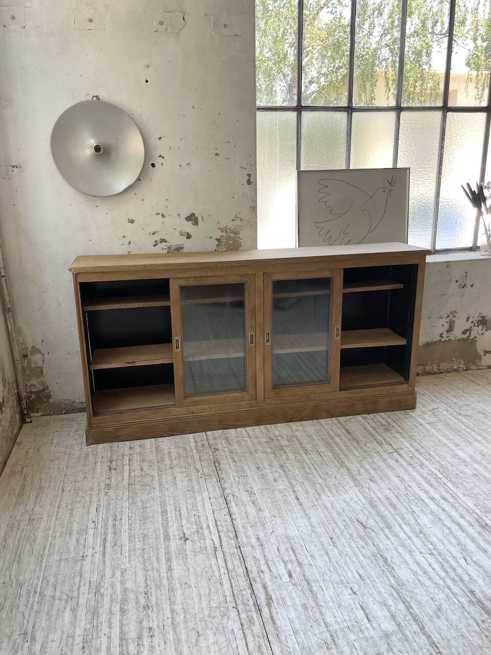 Oak sideboard with glass doors