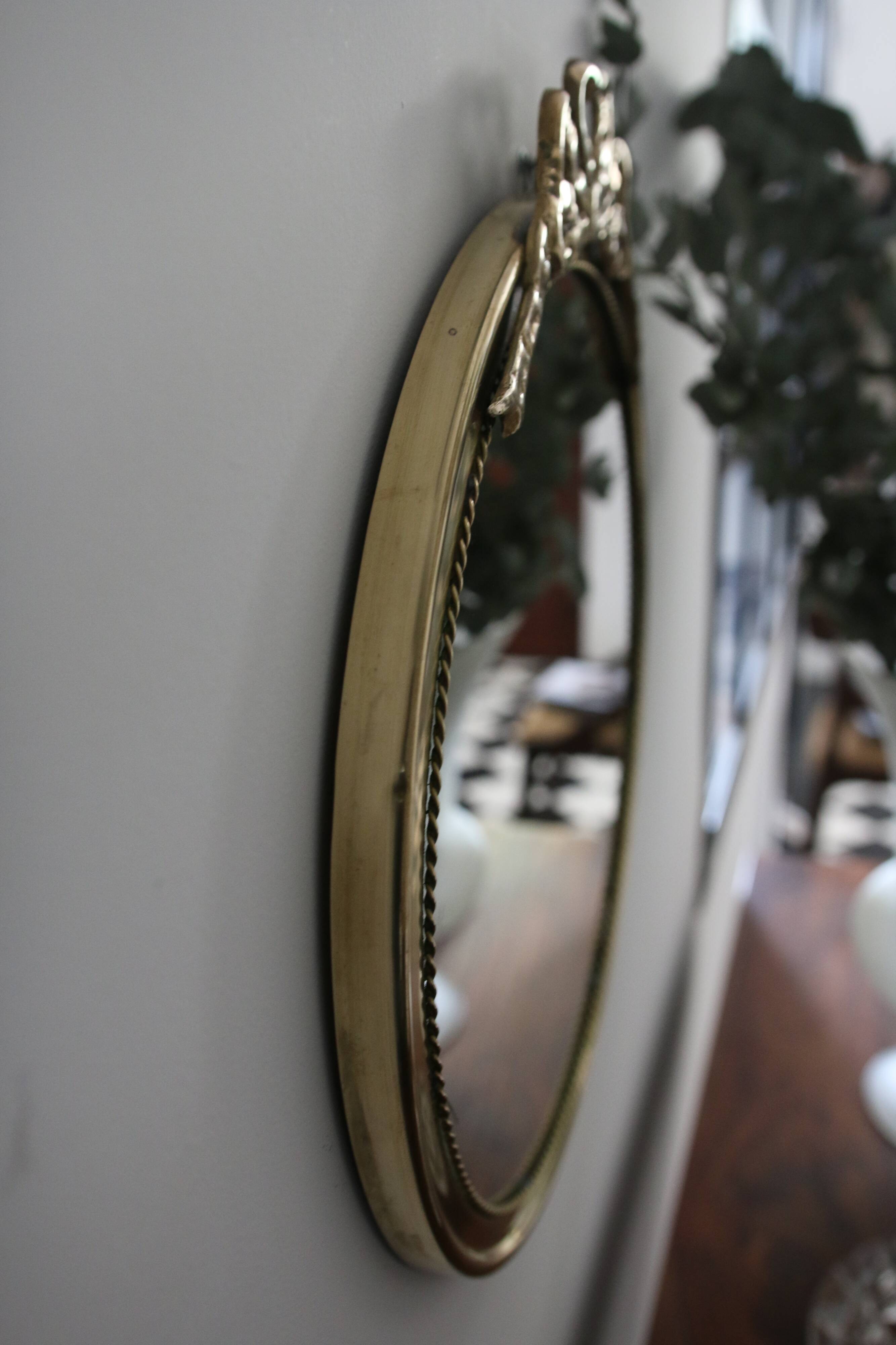 Vintage English brass mirror mid-20th century
