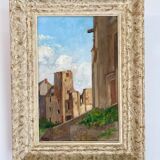 Old painting, landscape signed Lemoine, dated 1951