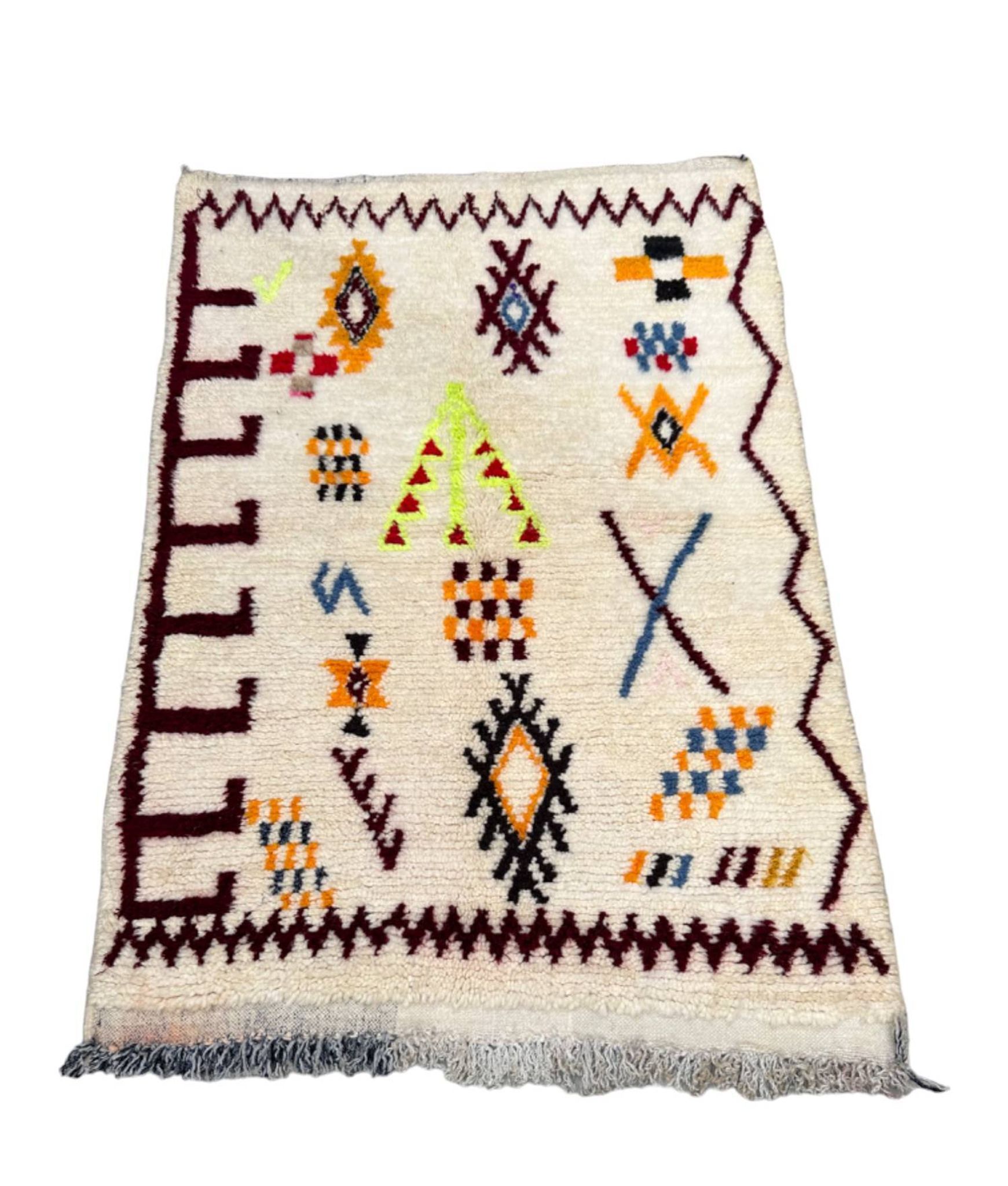 Moroccan Berber Rug - Moroccan Wool Rug - New Azilal Rug - Beni ourain Style