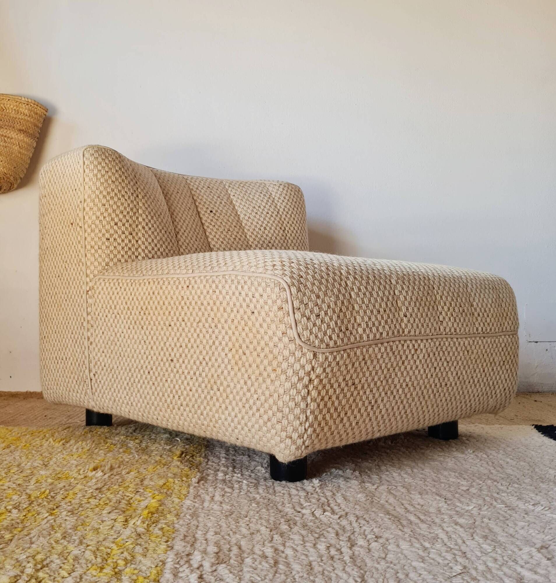 Vintage wool armchair, International Furniture Paris - 70s