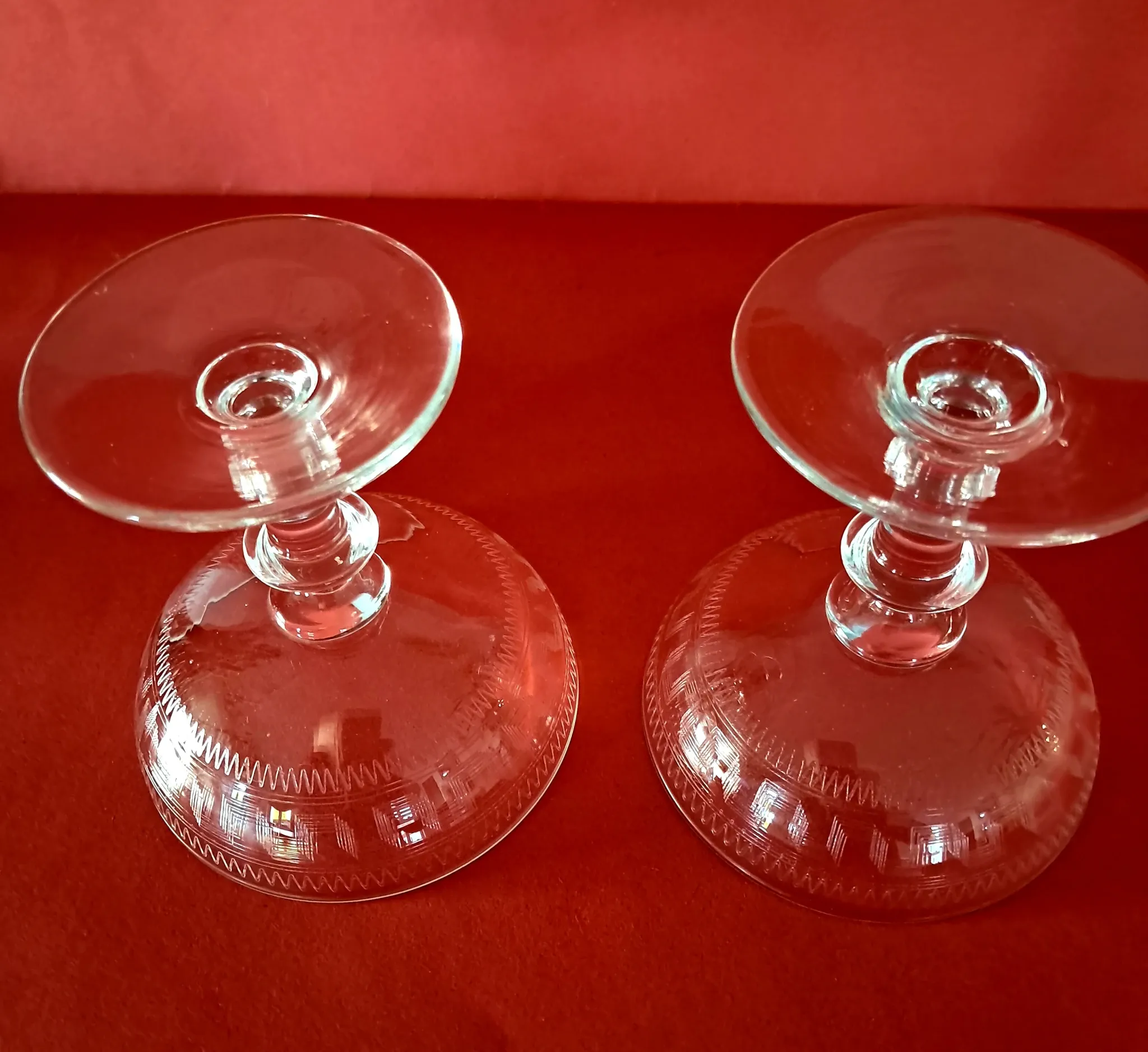 2 crystal champagne coupes from the 1890s/1910s