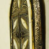Mirror with oriental window in repelled brass, wood & bone