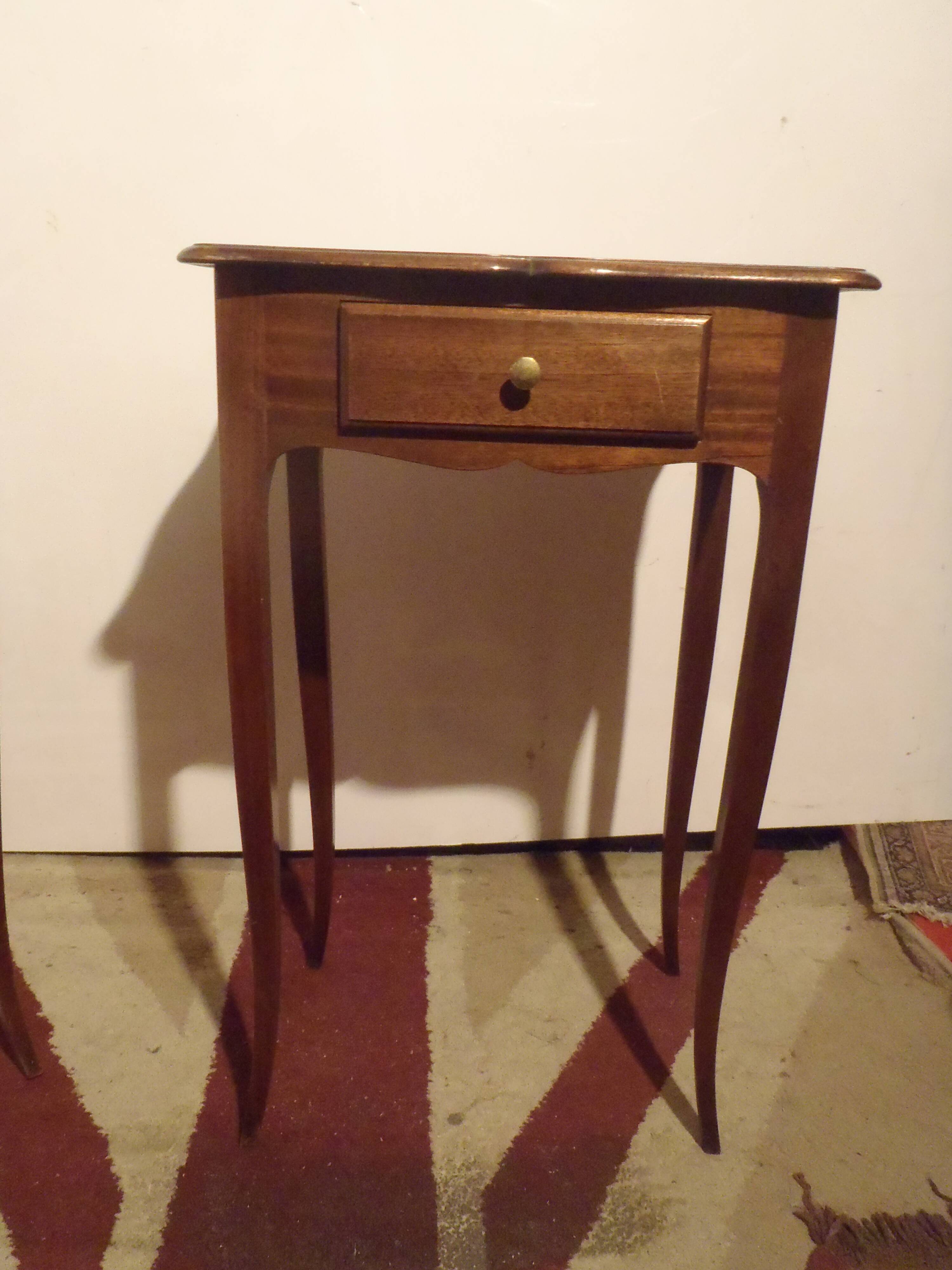 Pair of small boat cabin bedside tables / Small smoker's furniture.