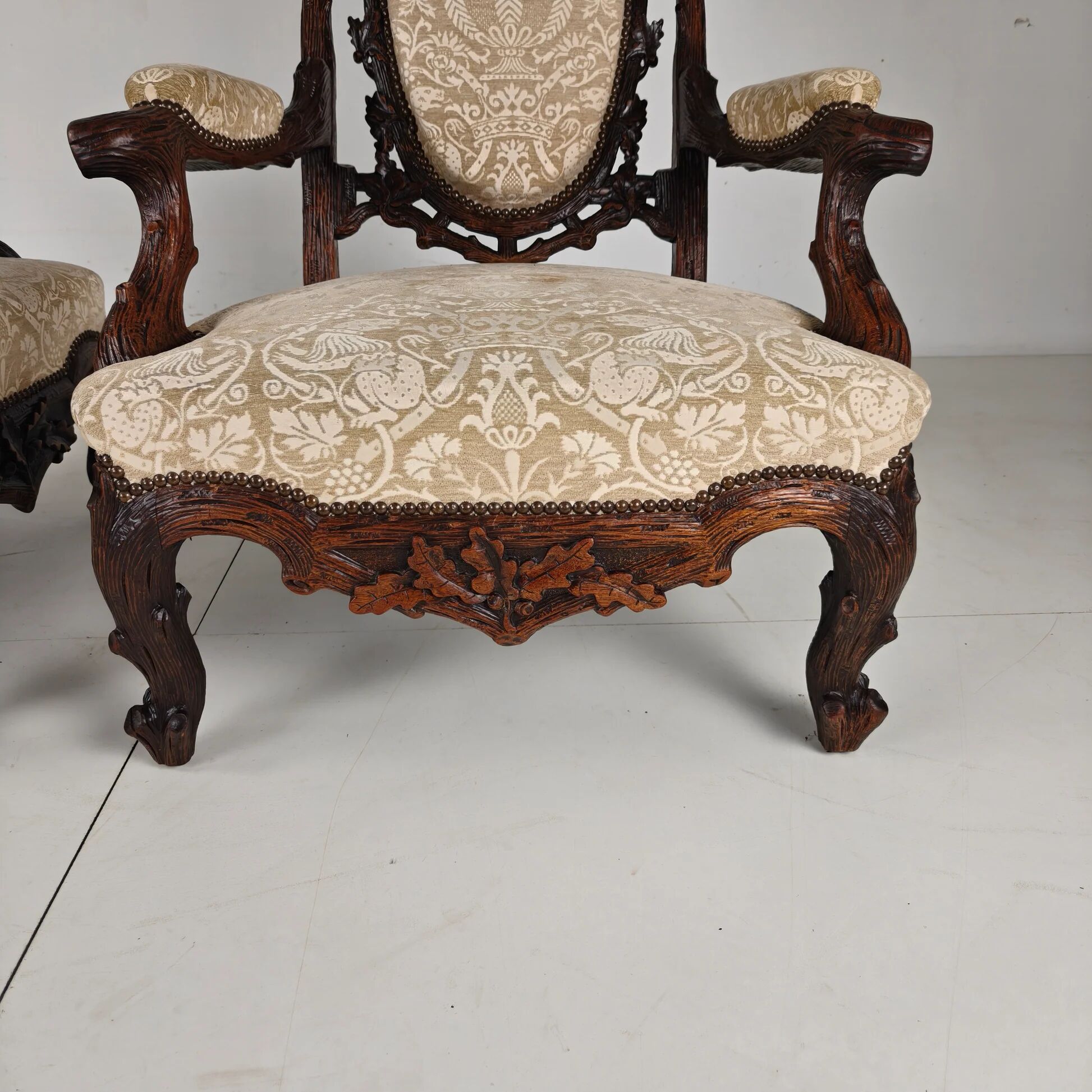 Set of two Black Forest style armchairs by Horrix – 19th century