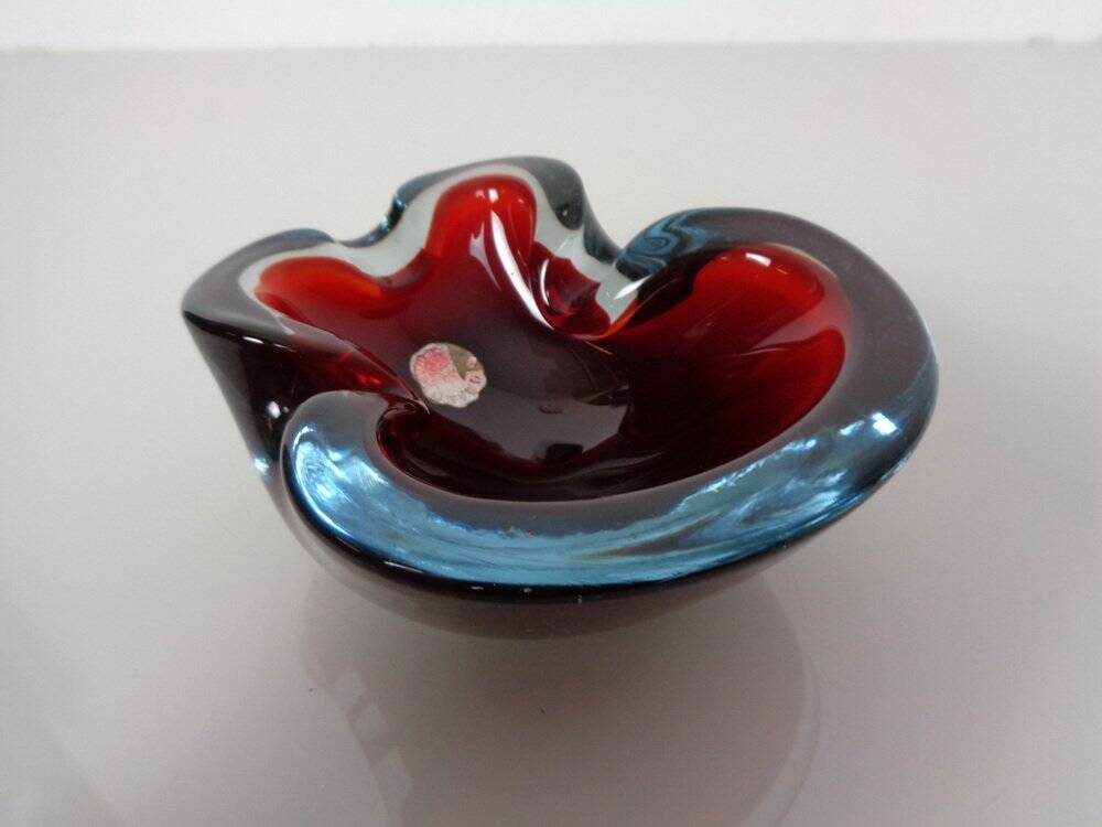 Sommerso Murano Glass Ashtray, Italy, 1960s