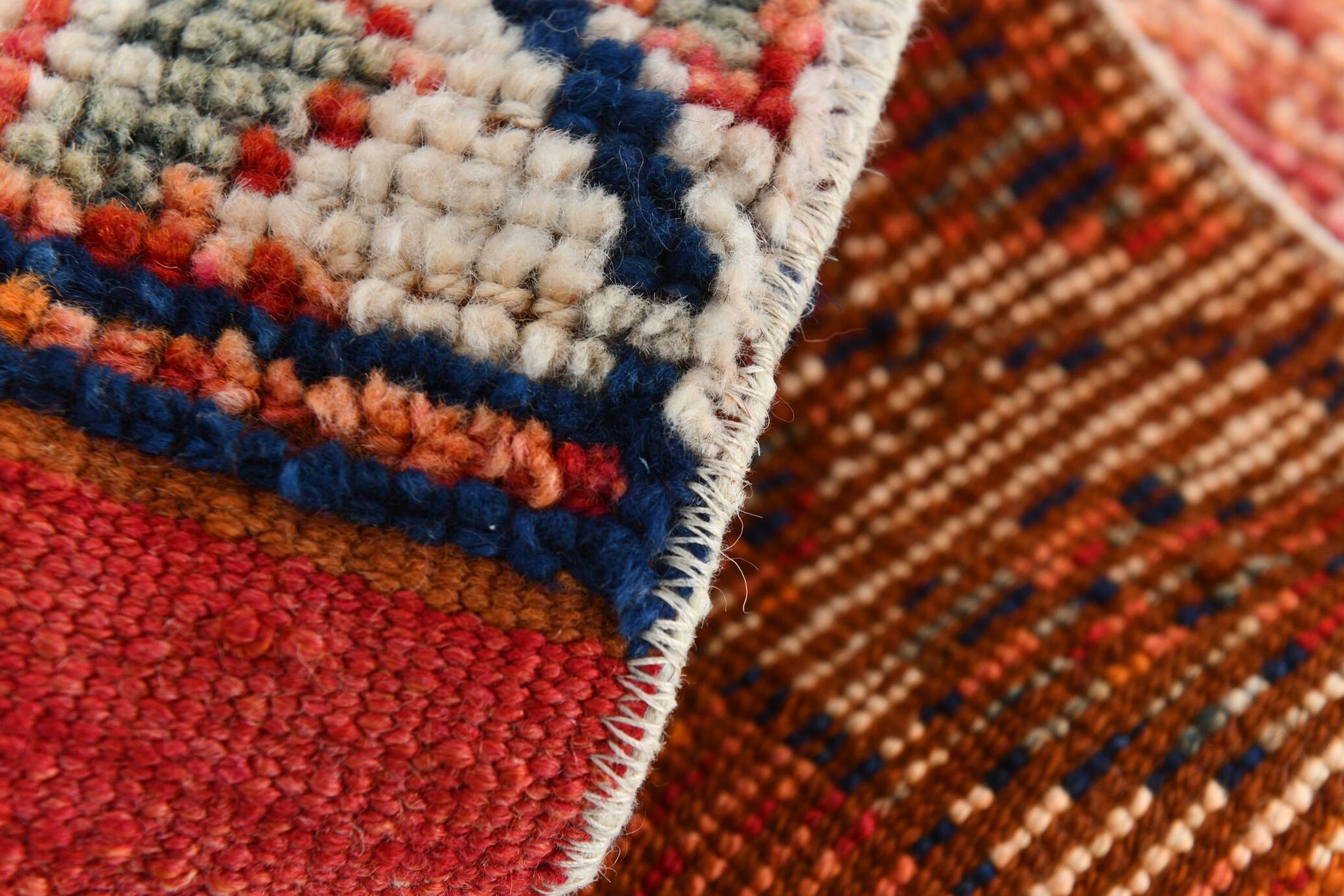 Red & Orange Geometric Pattern Vintage Runner Rug, 102x332Cm