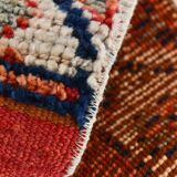 Tapis de couloir vintage à motifs géométriques rouge et orange, 102 x 332 cm