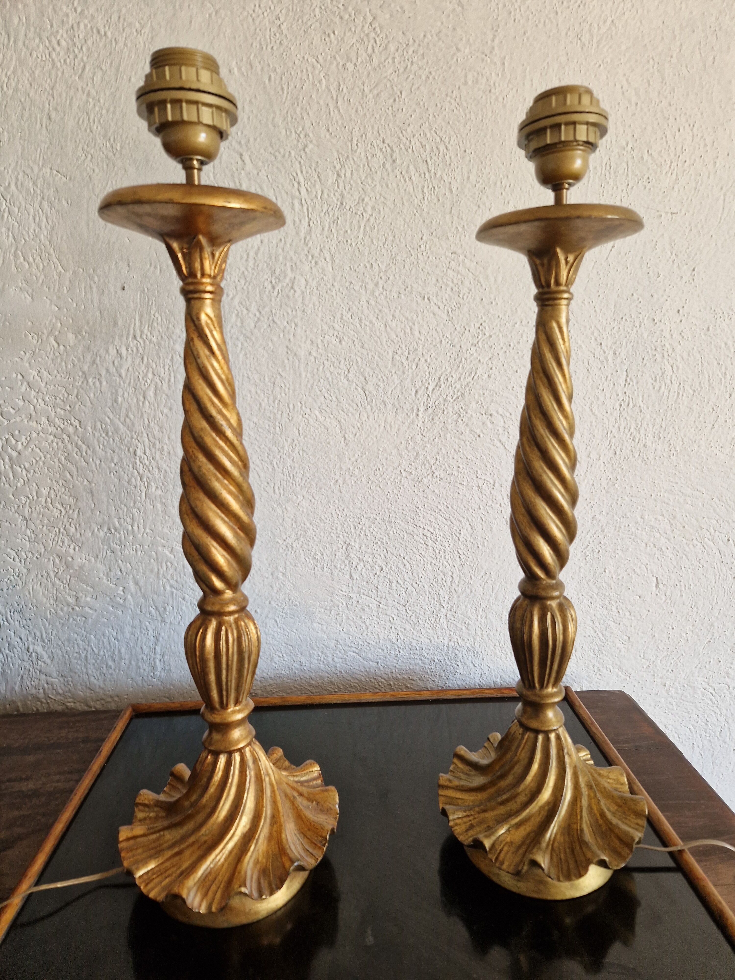 Pair of giltwood lamp feet