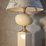 Living room lamp from Maison Dauphin 1970 to 80 cream hand-painted lampshade