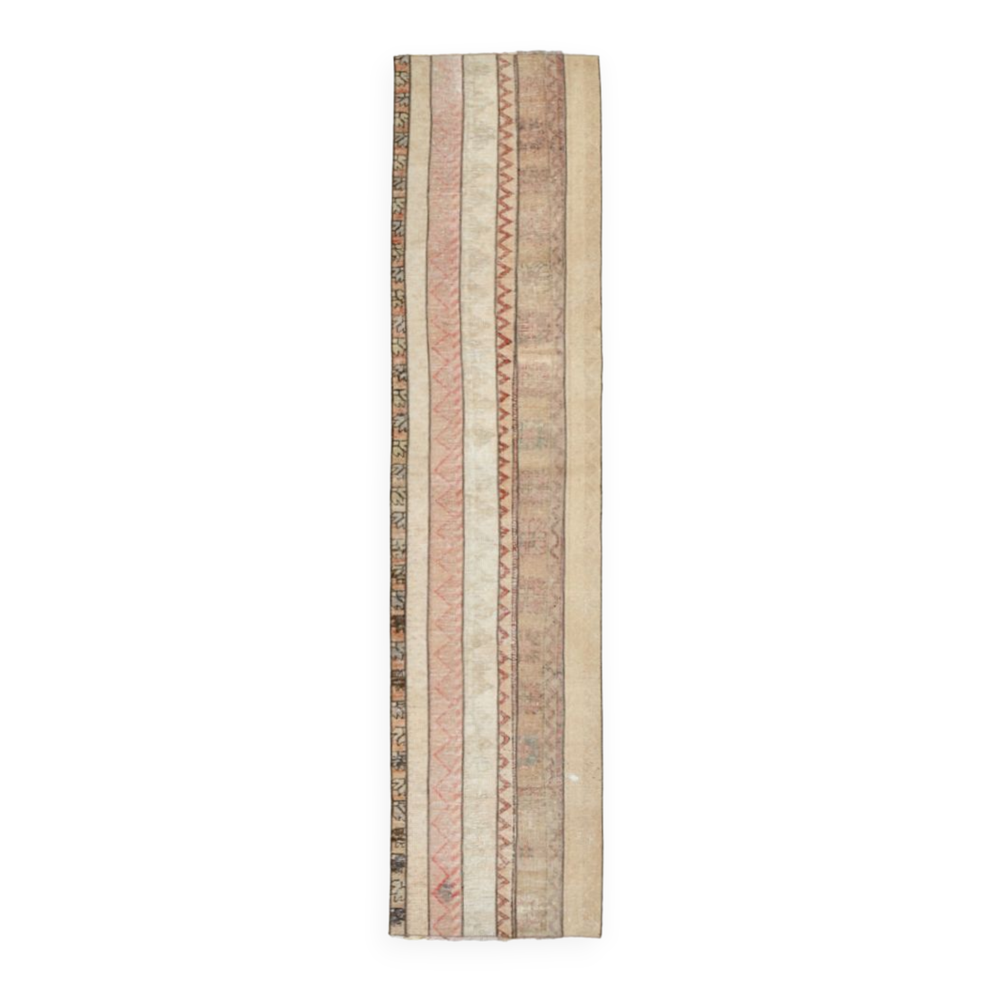2x10 Narrow Brown Beige Turkish Runner Rug, 69x301Cm