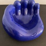 Ceramic ashtray, blue hand shape