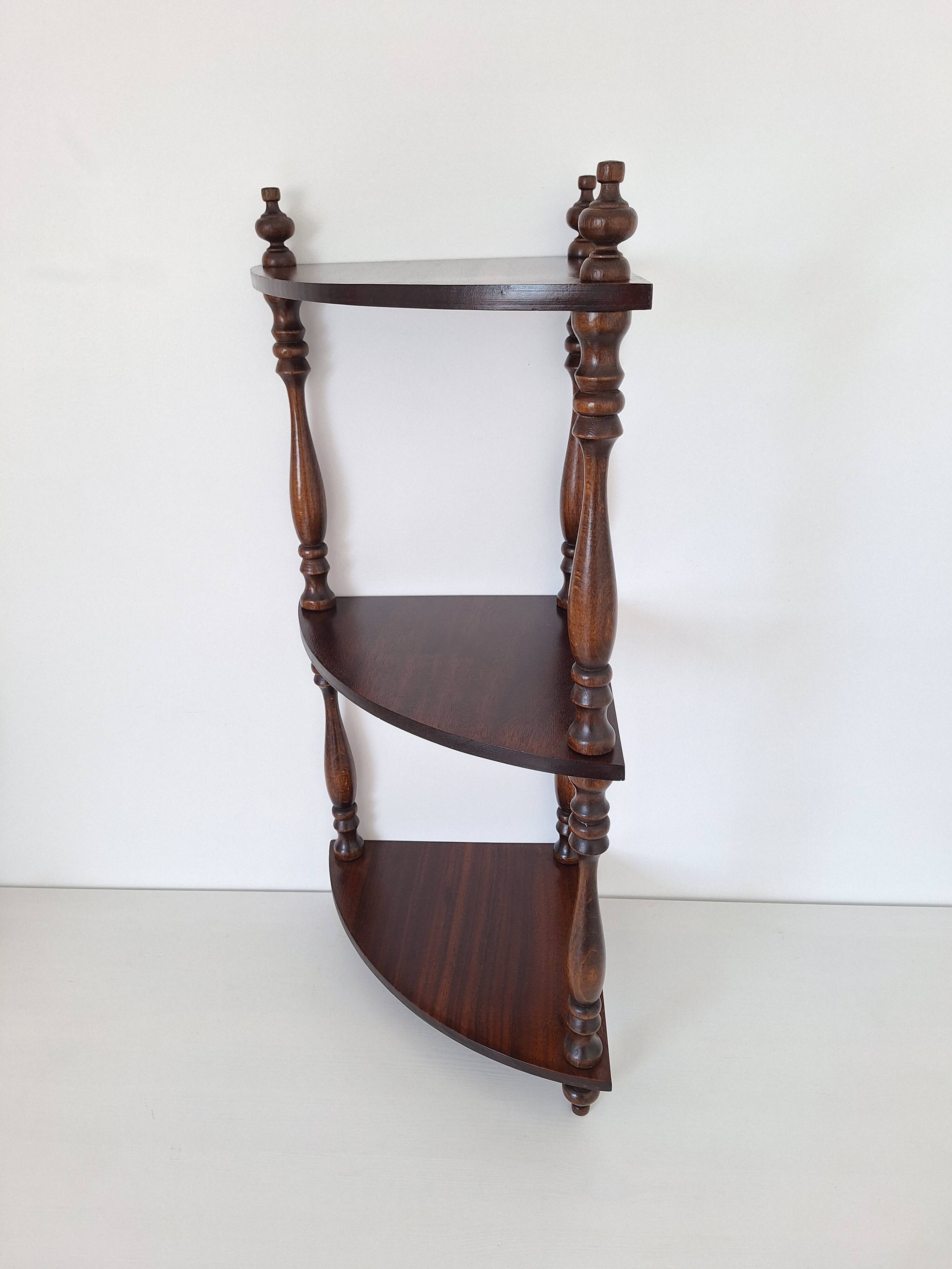 1970s wooden corner shelf