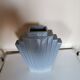 Grey ceramic art deco vase, fan shape.