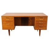 Mid-century Danish teak writing desk with brass details, 1960s