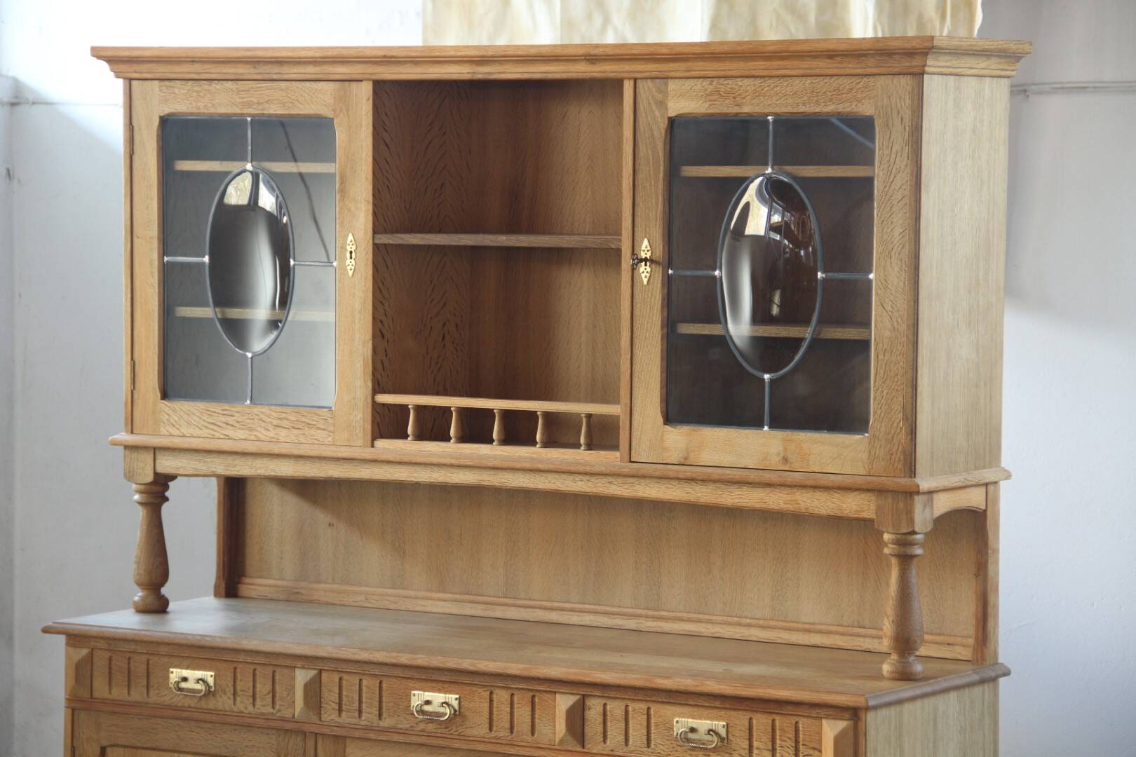 Vintage 1970 Danish Brutalist Light Oak Dining Cabinet, Henning Kjærnulf style