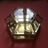Hexagonal brass and bevelled glass ceiling light