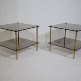 Smoked glass table 70s 80s true vintage design side table, set of 2