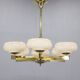 Art Deco brass chandelier with opaline glass, Czechoslovakia, 1930s
