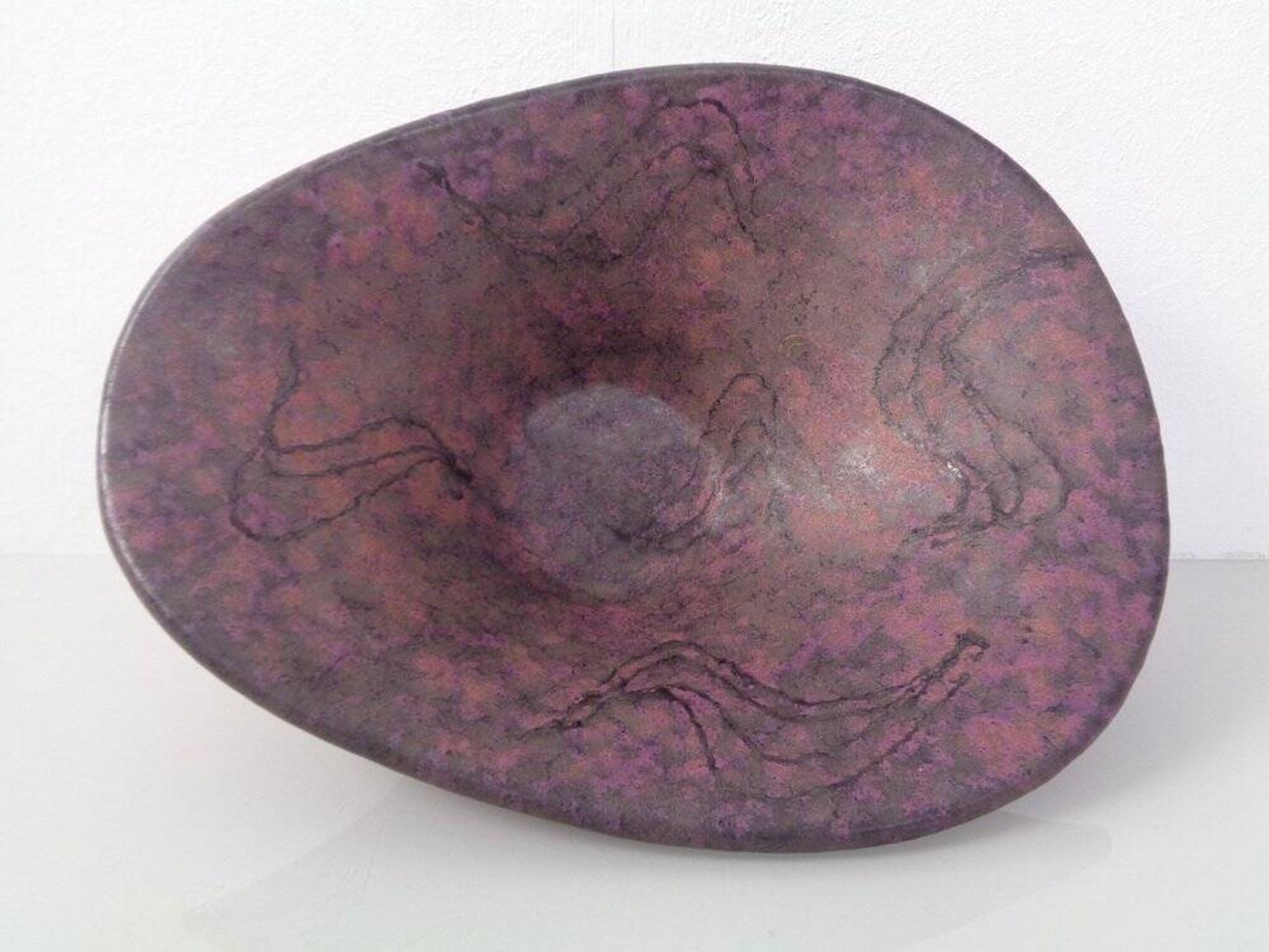 Large purple and black 704 Ruscha art ceramic bowl, Germany, 1960s.