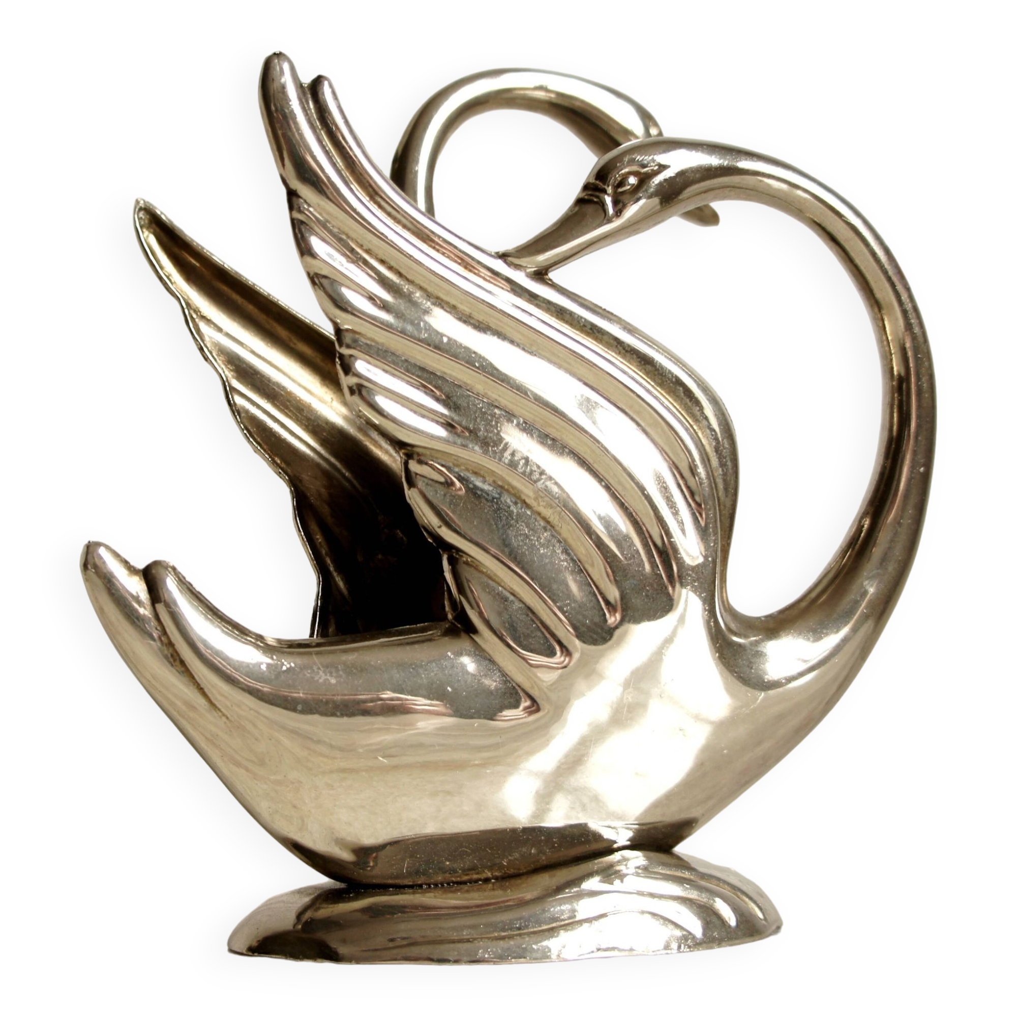 Mail holder, swan napkin in silver metal
