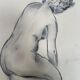 Charcoal drawing, study of a plaster statue of a woman, signed studio piece.