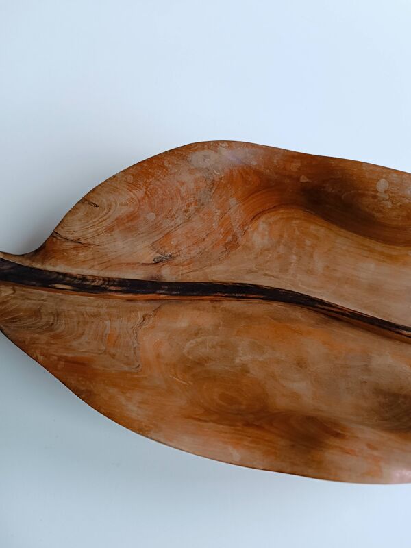 Coupe à fruits Falcon en bois d'olivier Espagne 1960