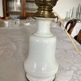 White opaline oil lamp mounted