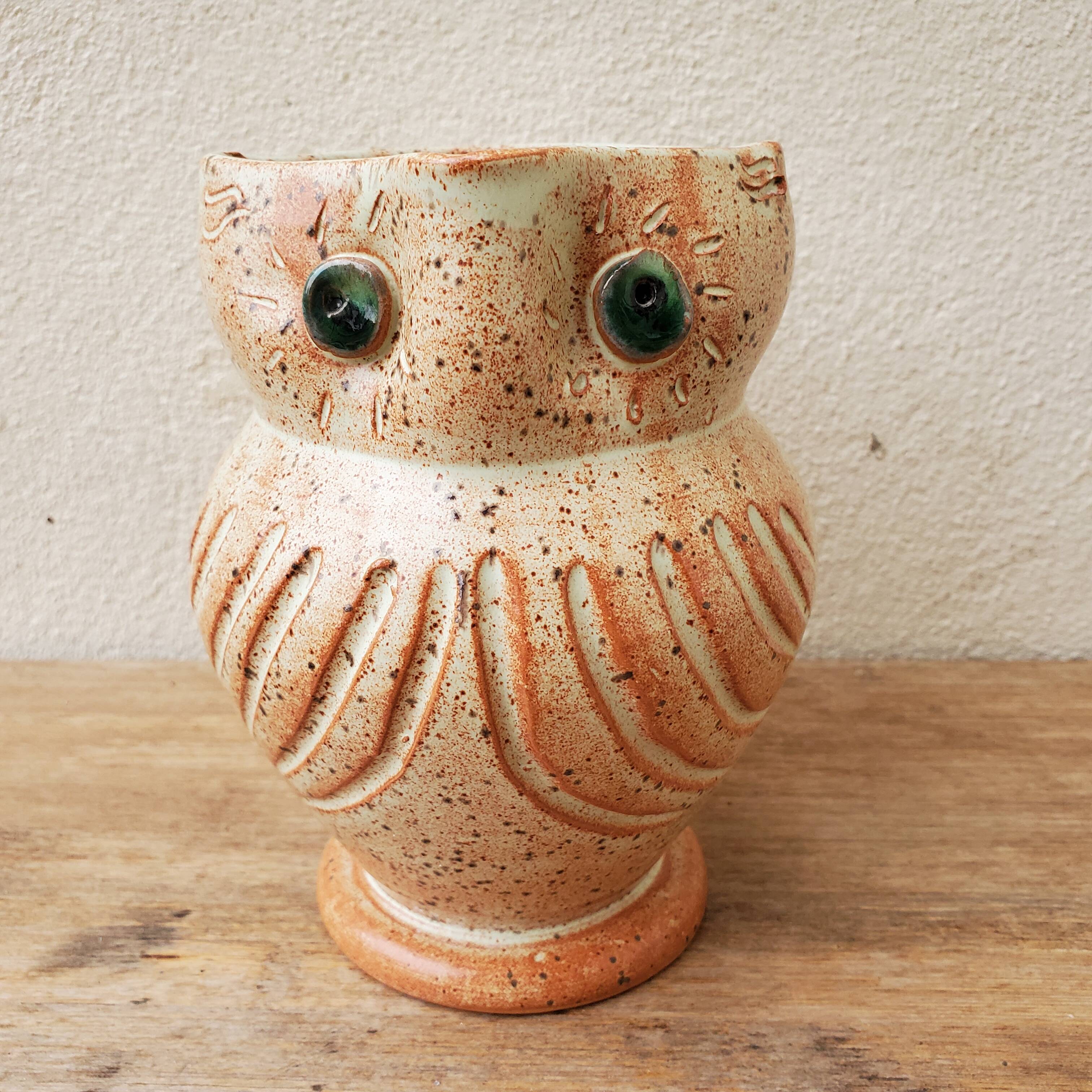 Pitcher owl terracotta vase