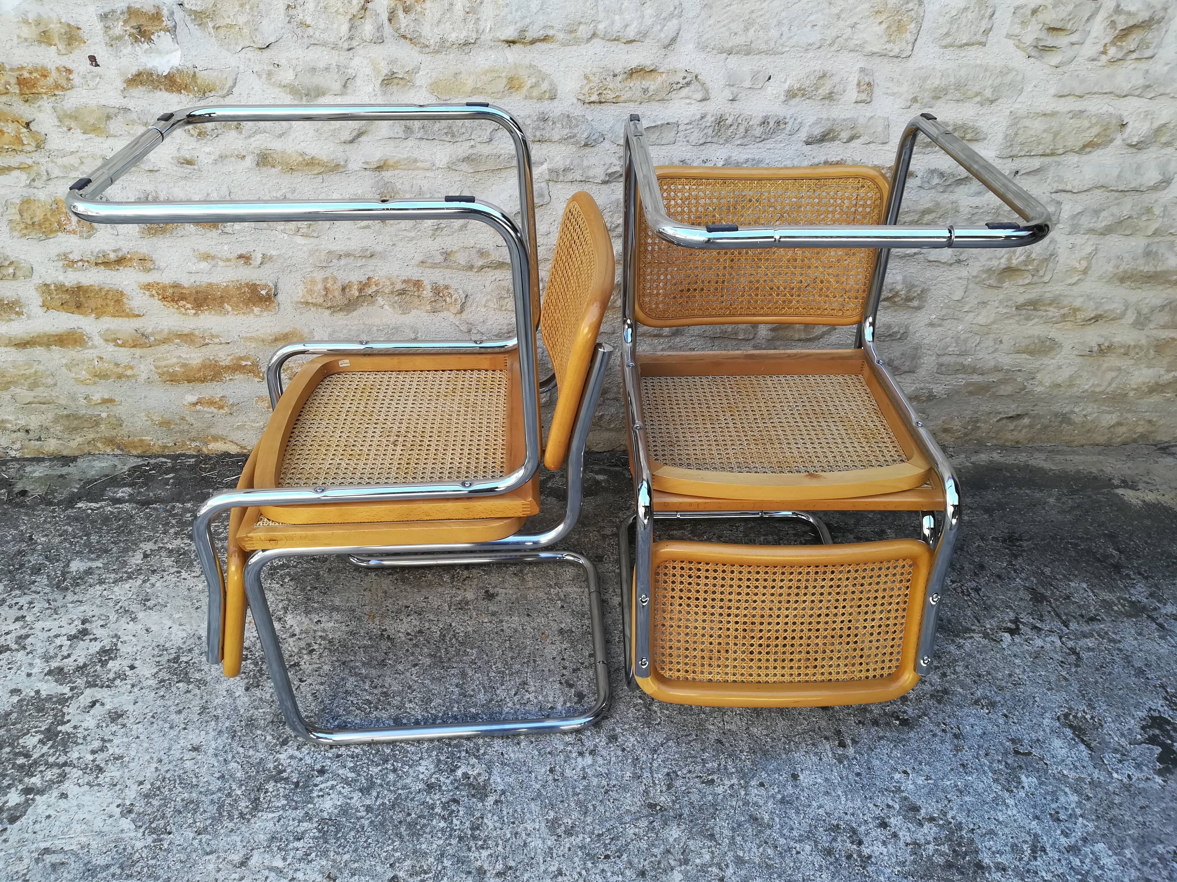 Four chairs Marcel Breuer cesca B32