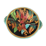 Fruit cup in vintage vallauris ceramic parrot foliage