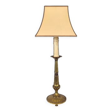 Grande lampe bougeoir en bronze doré de style Empire