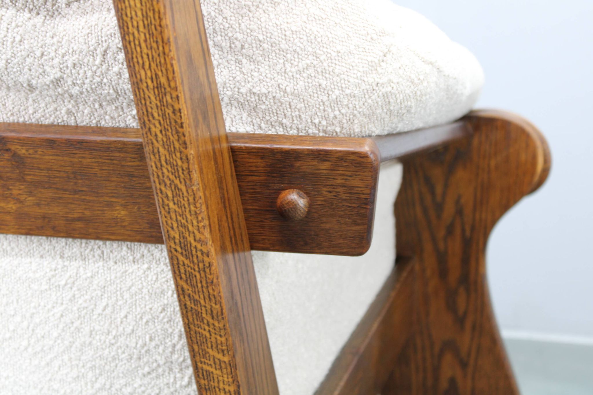 Pair of Brutalist oak armchairs, Czechoslovakia, 1970s