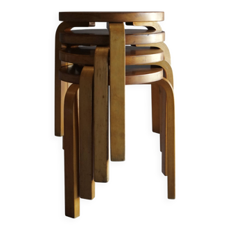 Model 60 stools by Alvar Aalto for Finmar, 1930s. Set of 4