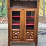 19th-century solid wood Spanish display cabinet 123x180cm