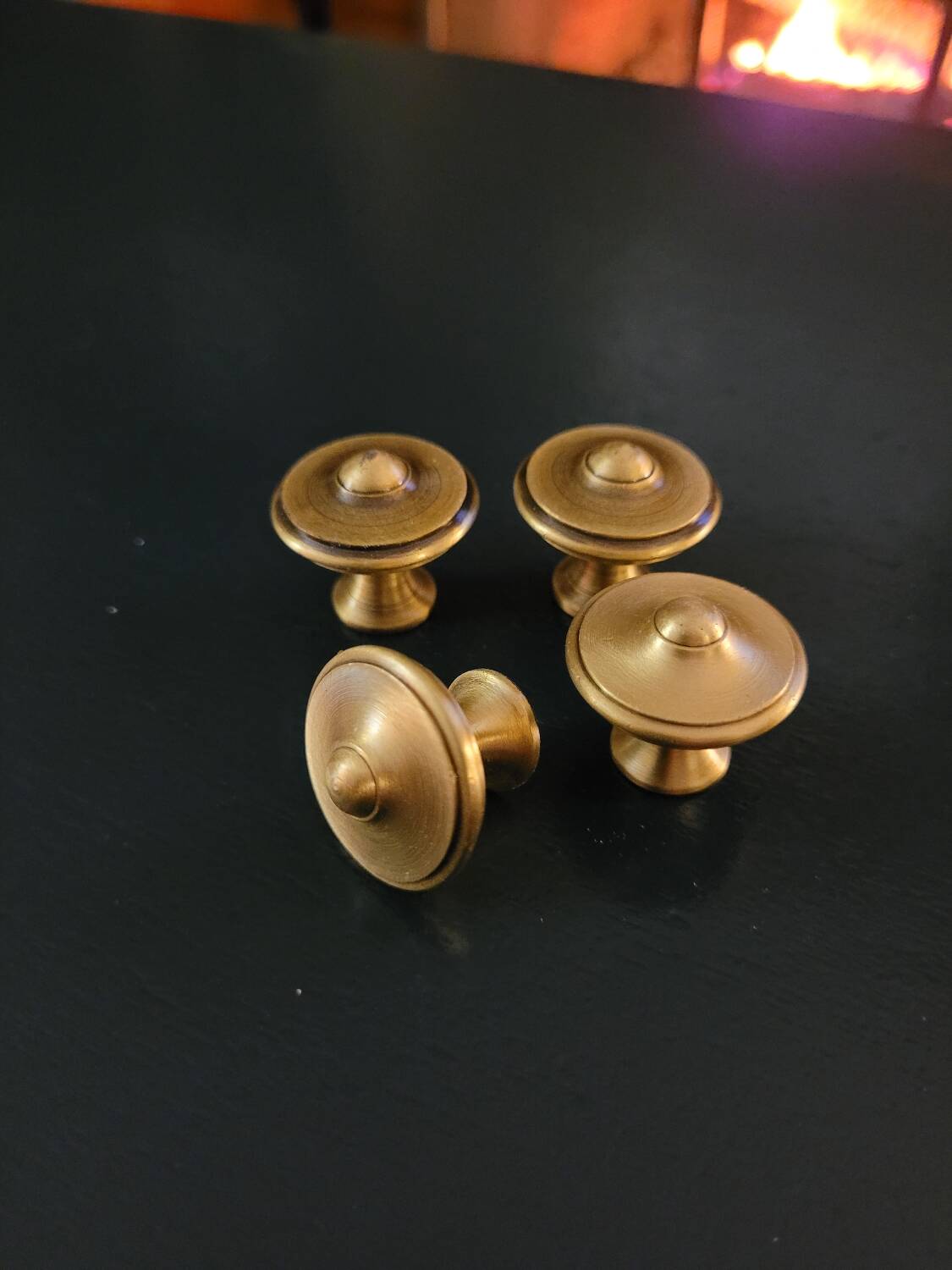 4 patinated brass furniture knobs 25mm
