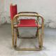 Lot of 4 chairs in rattan and red fabric, folding, 1960s