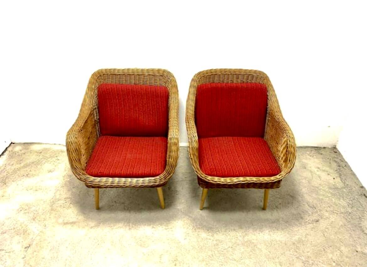 Chaises longues en rotin, lot de 2