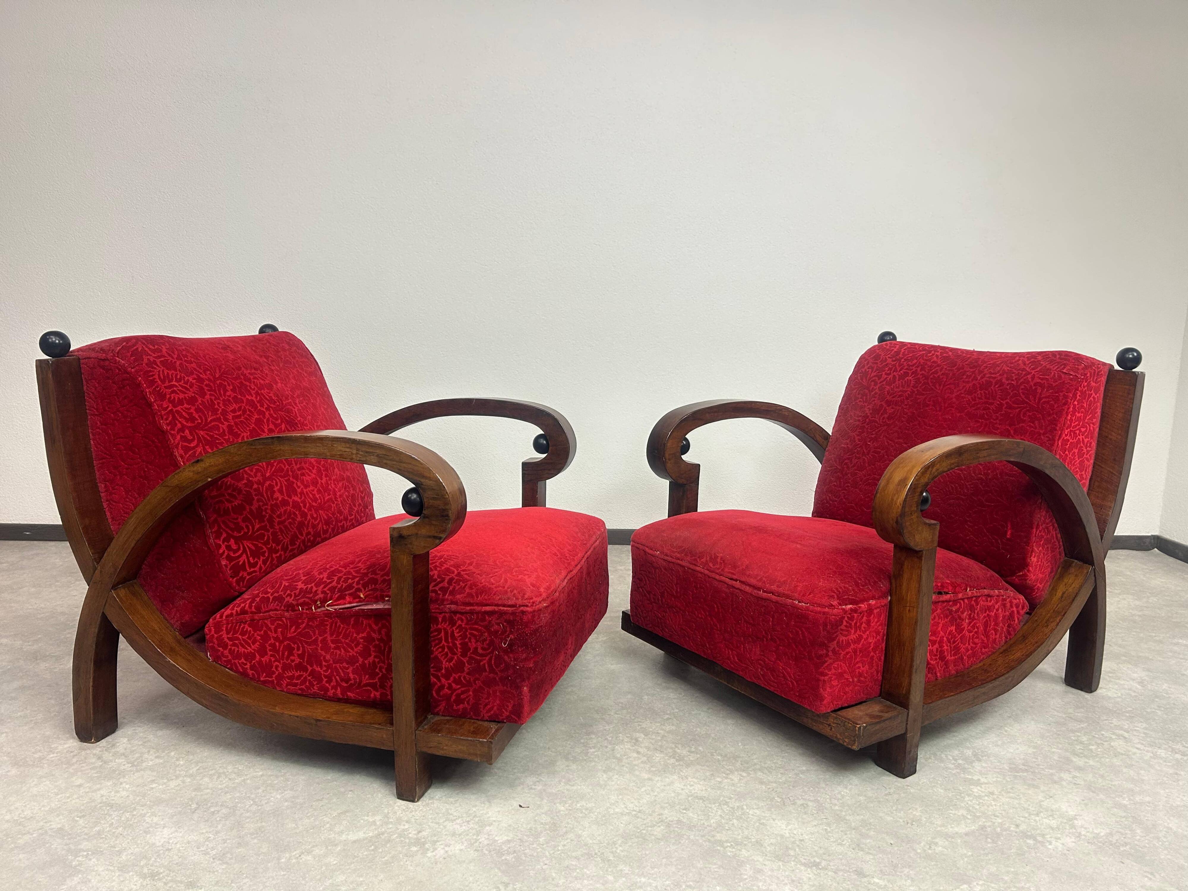 Fauteuils lounge Art déco (ensemble de 2)