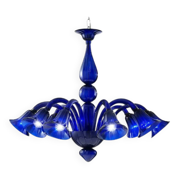 Contemporary Pop Blue-Ocean Murano Style Glass Chandelier with 8 Arms