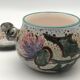 Vintage candy jar in enameled ceramic from Vallauris with thistle decoration